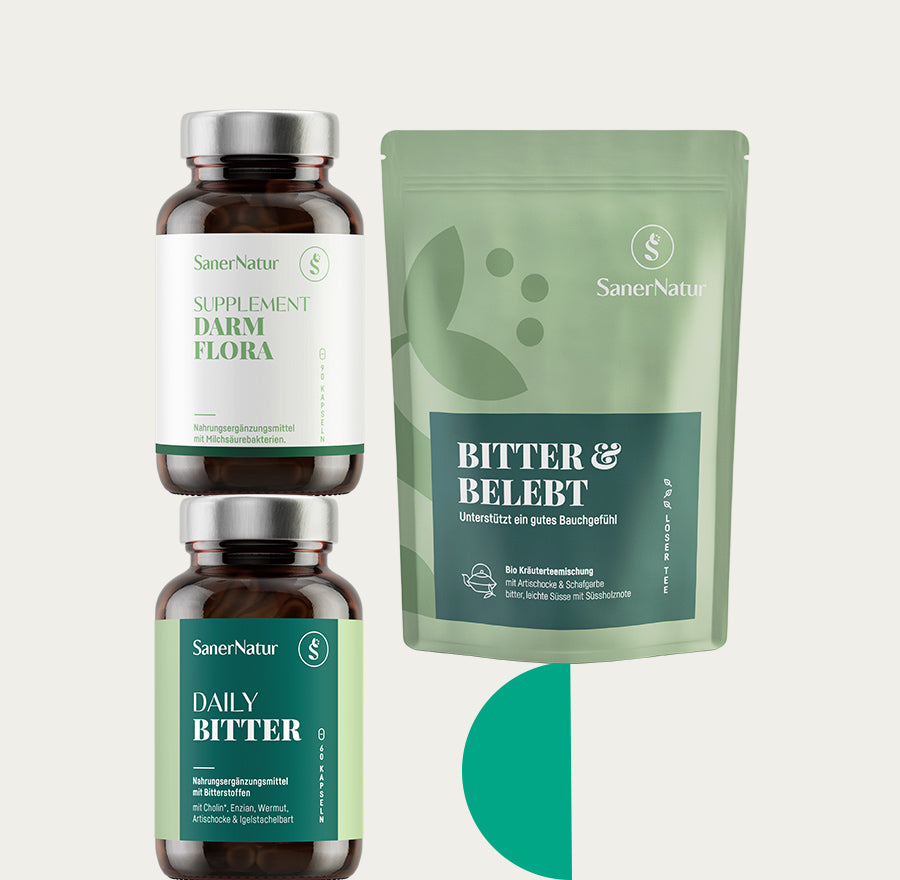 Verdauungs-Bundle – enthält Supplement Darmflora, Daily Bitter und Bio-Teemischung Bitter & Belebt