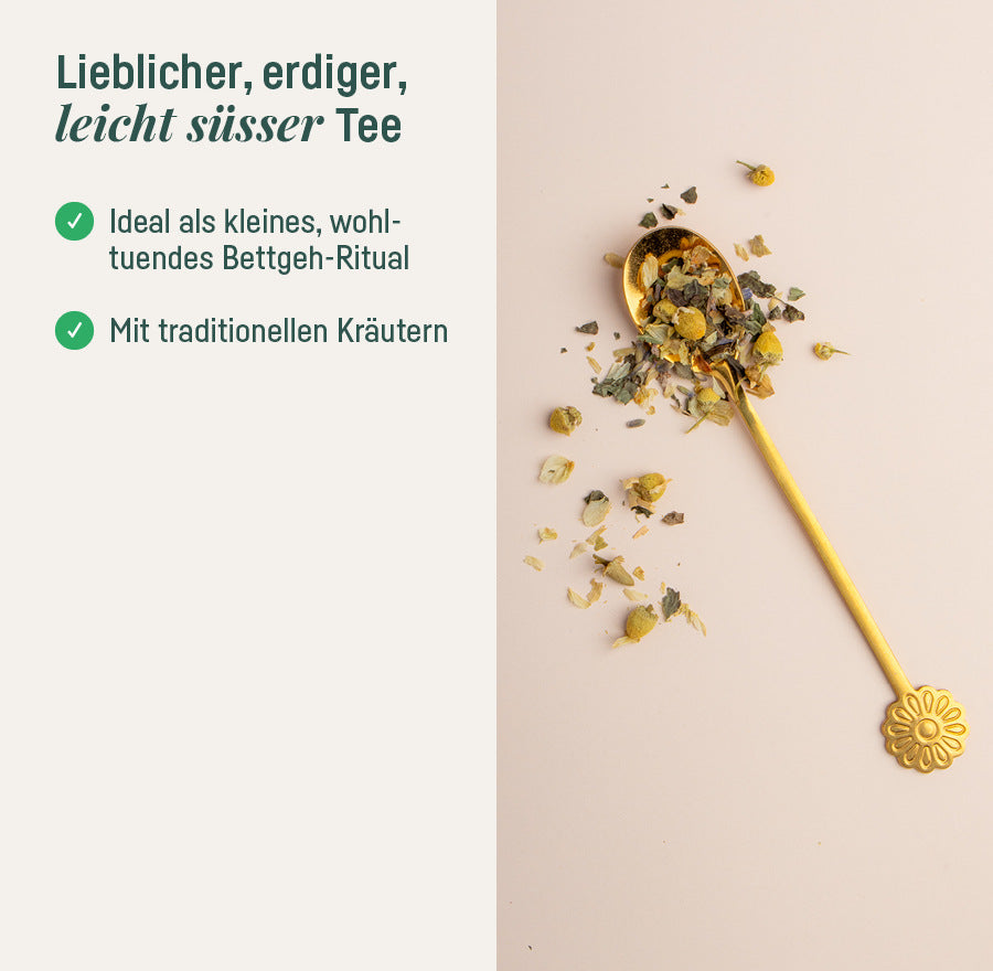 Bio-Teemischung Tief & Fest – lieblicher, erdiger, leicht süsser Tee für das Bettgeh-Ritual