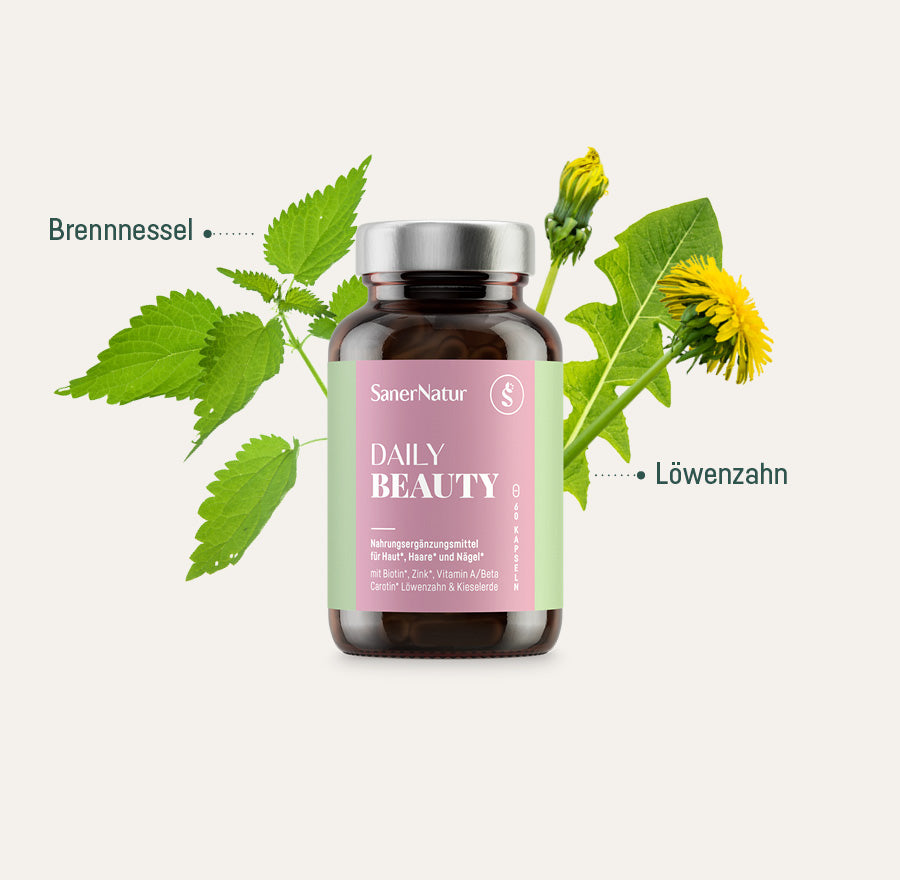 Daily Beauty – Dose mit Pflanzen: Brennnessel, Löwenzahn