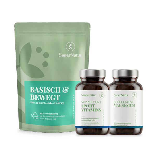 Sport-Bundle – enthält Supplement Sport Vitamins, Supplement Magnesium und Bio-Teemischung Basisch & Bewegt