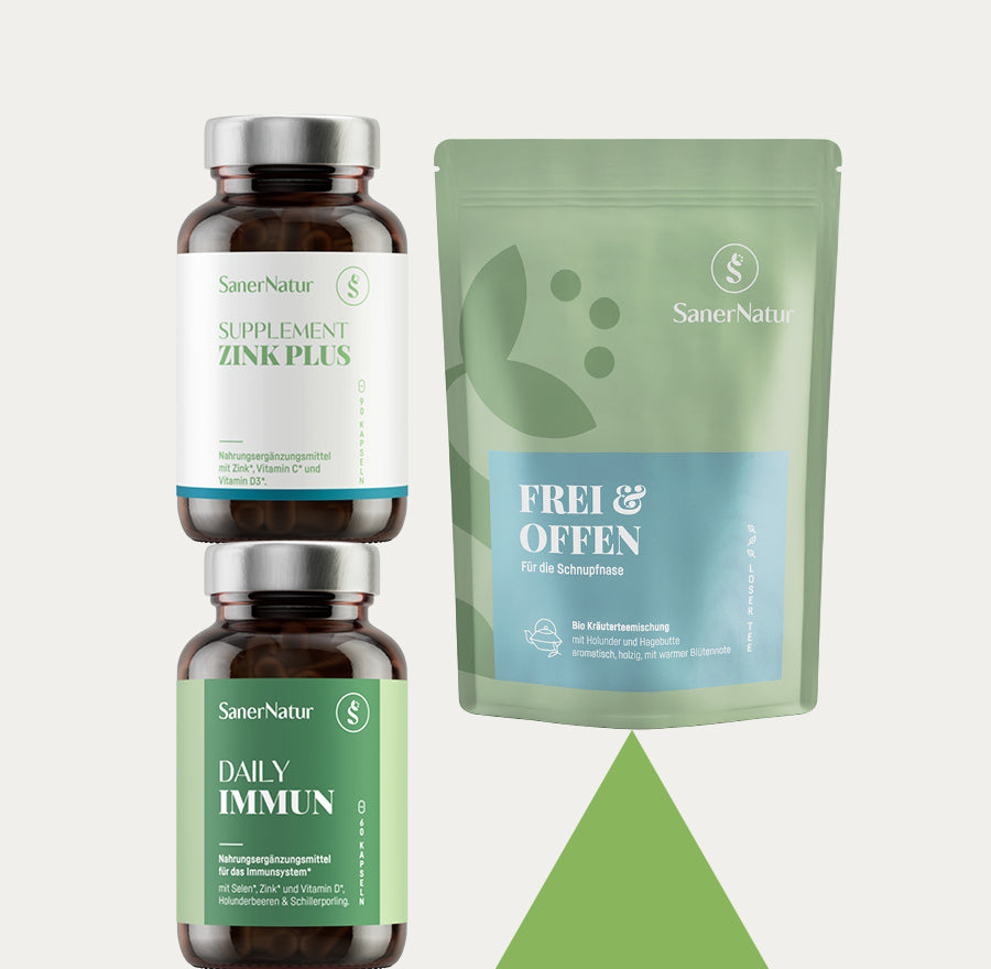 Immun-Bundle akut – enthält Supplement Zink Plus, Daily Immun und Bio-Teemischung Frei & Offen