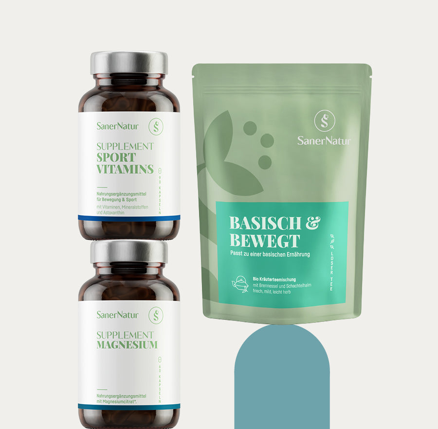 Sport-Bundle – enthält Supplement Sport Vitamins, Supplement Magnesium und Bio-Teemischung Basisch & Bewegt