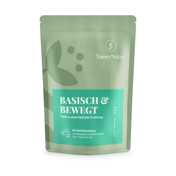 Bio-Teemischung Basisch & Bewegt – Beutel mit Pflanzen: Kamille, Eisenkraut, Schachtelhalm, Fenchel, Brennnessel