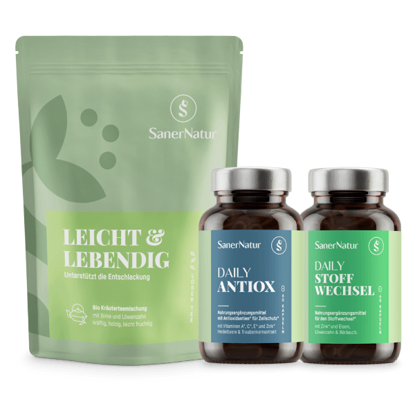 Stoffwechsel Bundle – enthält Daily Stoffwechsel, Daily Antiox und Bio-Teemischung Leicht & Lebendig