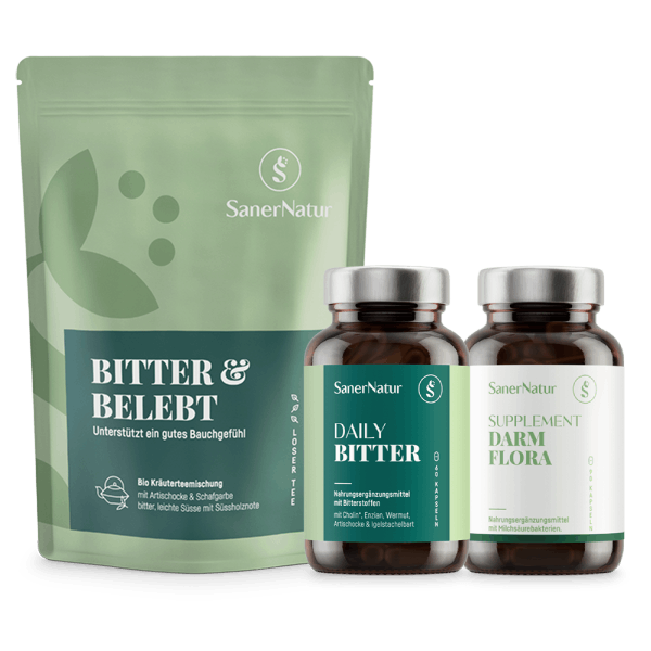 Verdauungs-Bundle – enthält Supplement Darmflora, Daily Bitter und Bio-Teemischung Bitter & Belebt